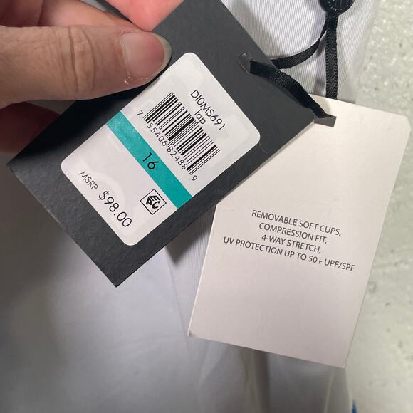 Dkny Women's Ruffle Tummy Control One-Piece Swimsuit Lapis blue 16 - Picture 8 of 14